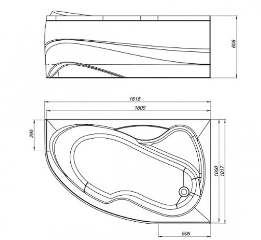 Ванна акриловая Mirsant ЛИВАДИЯ  160x100 см. правая  Ванна акриловая Mirsant ЛИВАДИЯ  160x100 см. правая