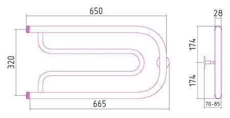 Полотенцесушитель водяной Стилье ДУЭТ 00010-3265 320х650 