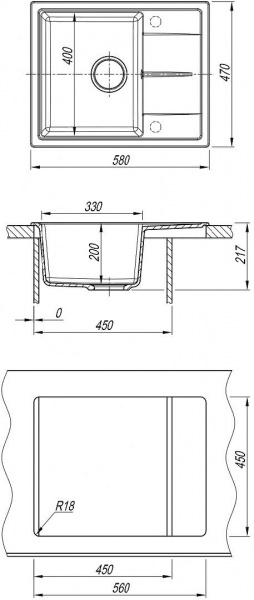Мойка кухонная из литьевого мрамора Dr. Gans НИКА 580 25.070.B0580.405 58*47 см. терра
