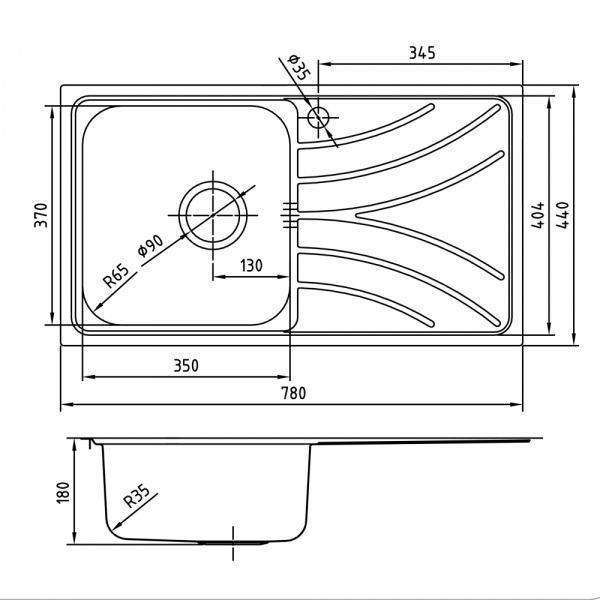 Мойка кухонная из нержавеющей стали IDDIS ARRO ARR78PLi77 78*44 см. 