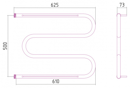 Полотенцесушитель водяной Стилье М-образный 00014-5065 500х650 
