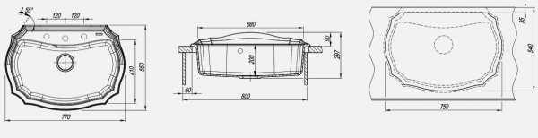 Мойка кухонная керамогранитная Florentina ЭМИЛИЯ 770 20.360.E770.302 77*55 см. антрацит
