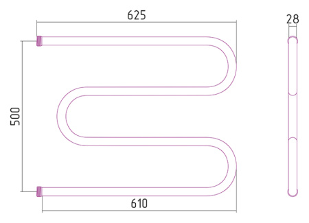 Полотенцесушитель водяной Стилье М-образный 00004-5065 500х650 
