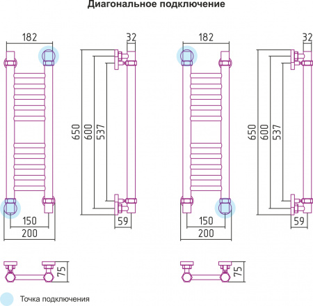 Полотенцесушитель водяной Сунержа БОГЕМА+ 00-0220-6015 600х150 