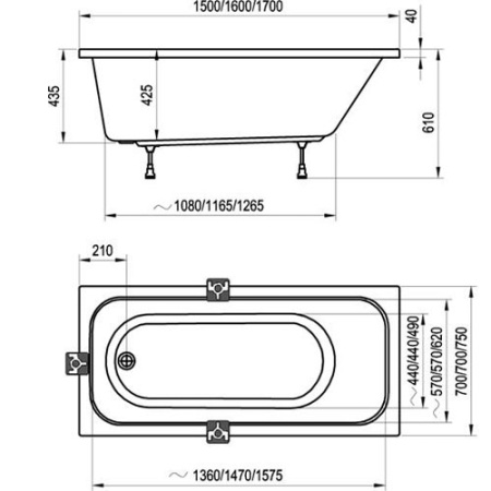 Ванна акриловая Ravak CHROME C731000000 160x70 см. 