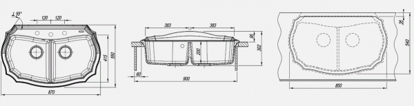 Мойка кухонная керамогранитная Florentina ЭМИЛИЯ 870 20.365.F870.104 87*55 см. бежевый