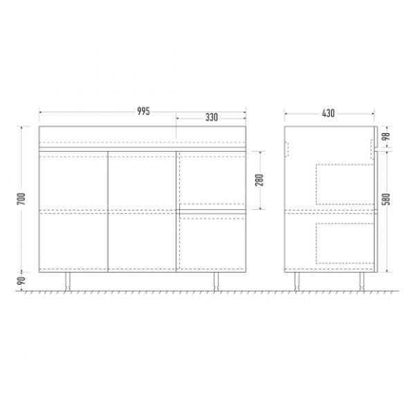 Тумба под раковину Mirsant NEXT  100 см. 