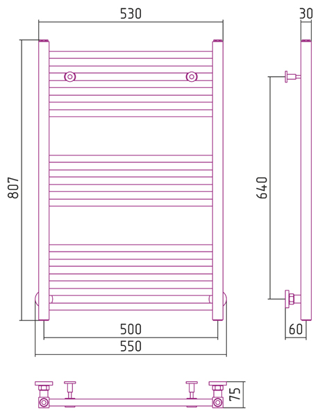 Полотенцесушитель водяной Сунержа МОДУС 00-0250-8050 800х500 