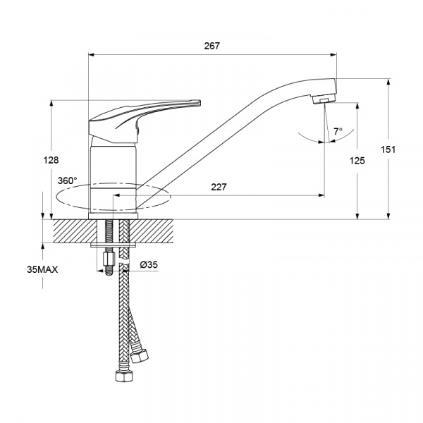 Смеситель IDDIS CARLOW PLUS CRPSB00i05 для кухонной мойки 