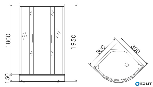 Душевой уголок Erlit  ER0508-C4 80x80 см.  Душевой уголок Erlit  ER0508-C4 80x80 см.