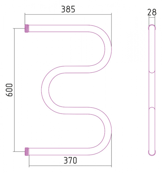Полотенцесушитель водяной Стилье М-образный 00004-6040 600х400 