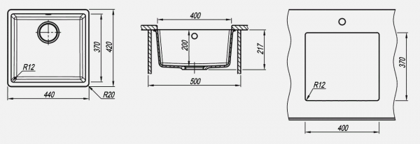 Мойка кухонная керамогранитная Florentina ВЕГА 400 22.315.C0400.306 44*42 см. капучино