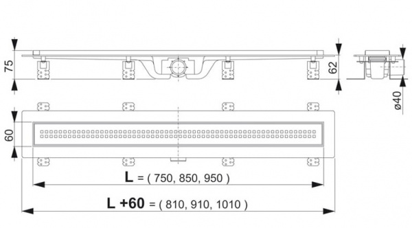 Душевой канал Alcaplast  APZ9-650M с решеткой 