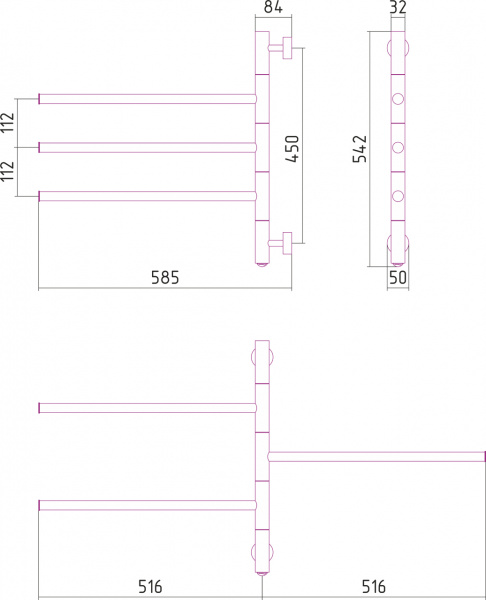 Полотенцесушитель электрический Сунержа ТРИАДА 00-0822-0540 540х585 