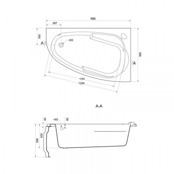 Ванна акриловая Cersanit JOANNA 63339 160x95 см. правая 